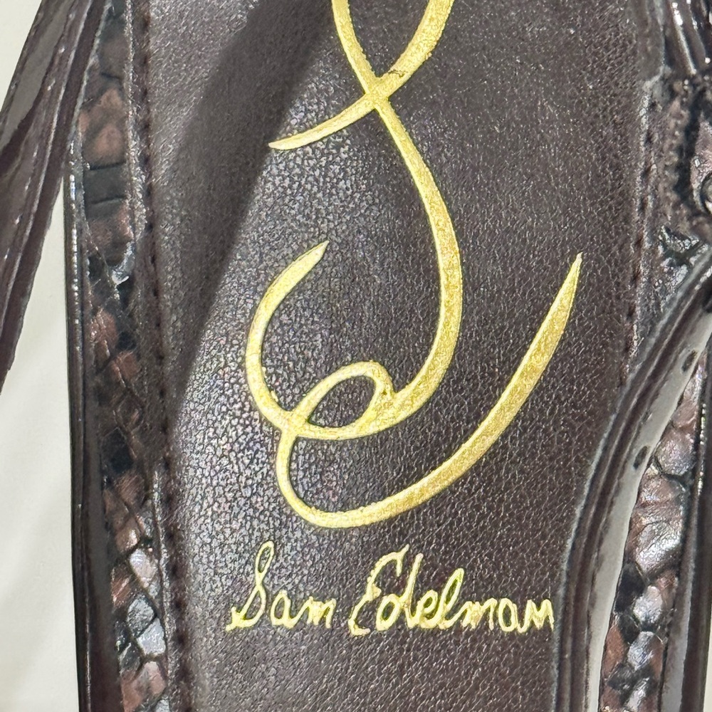 Sam Edelman Patent Leather Pointed Slingback Pumps in Dark Brown - Picture 3 of 8